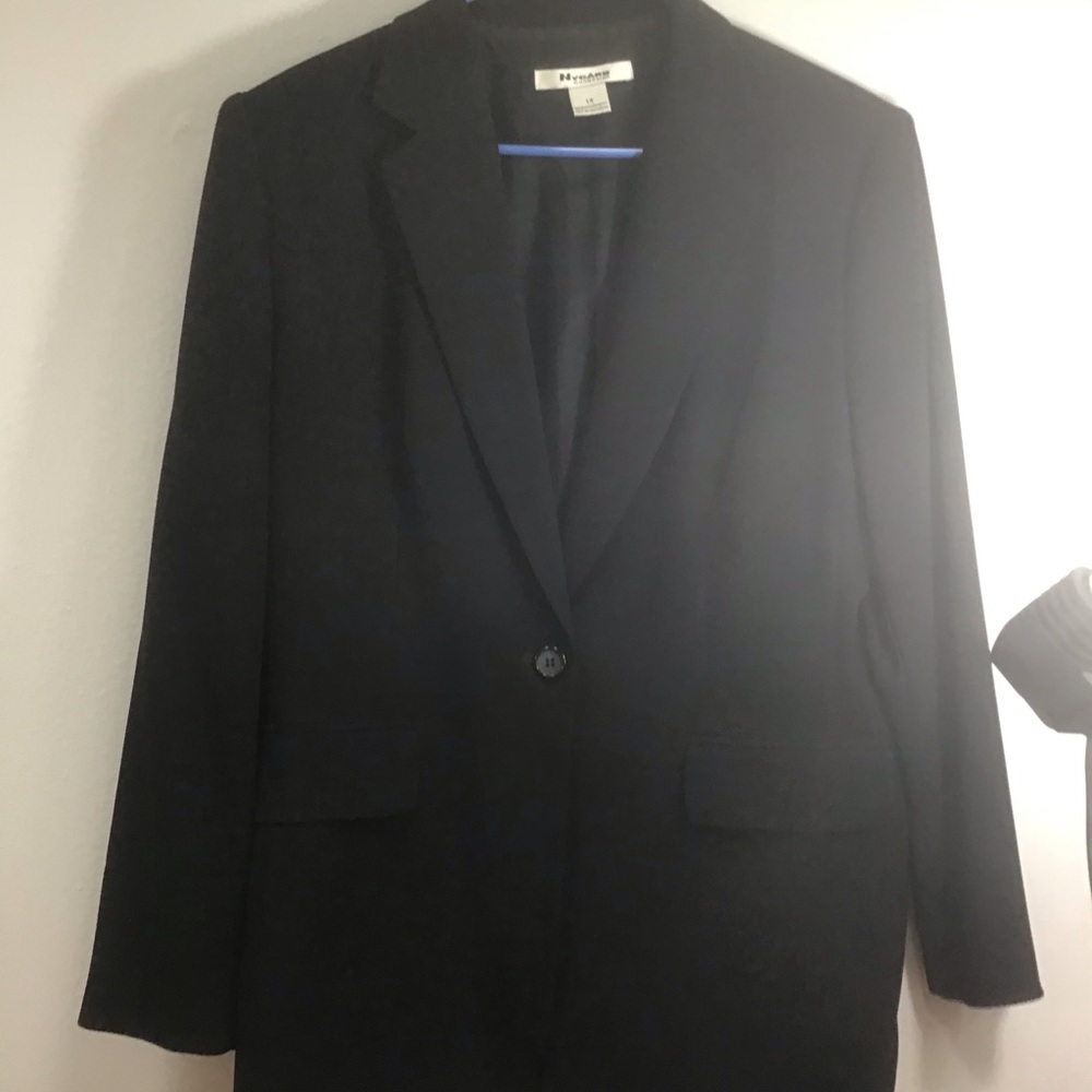 Black,jacket, one button, fully lined Nygard SZ 14